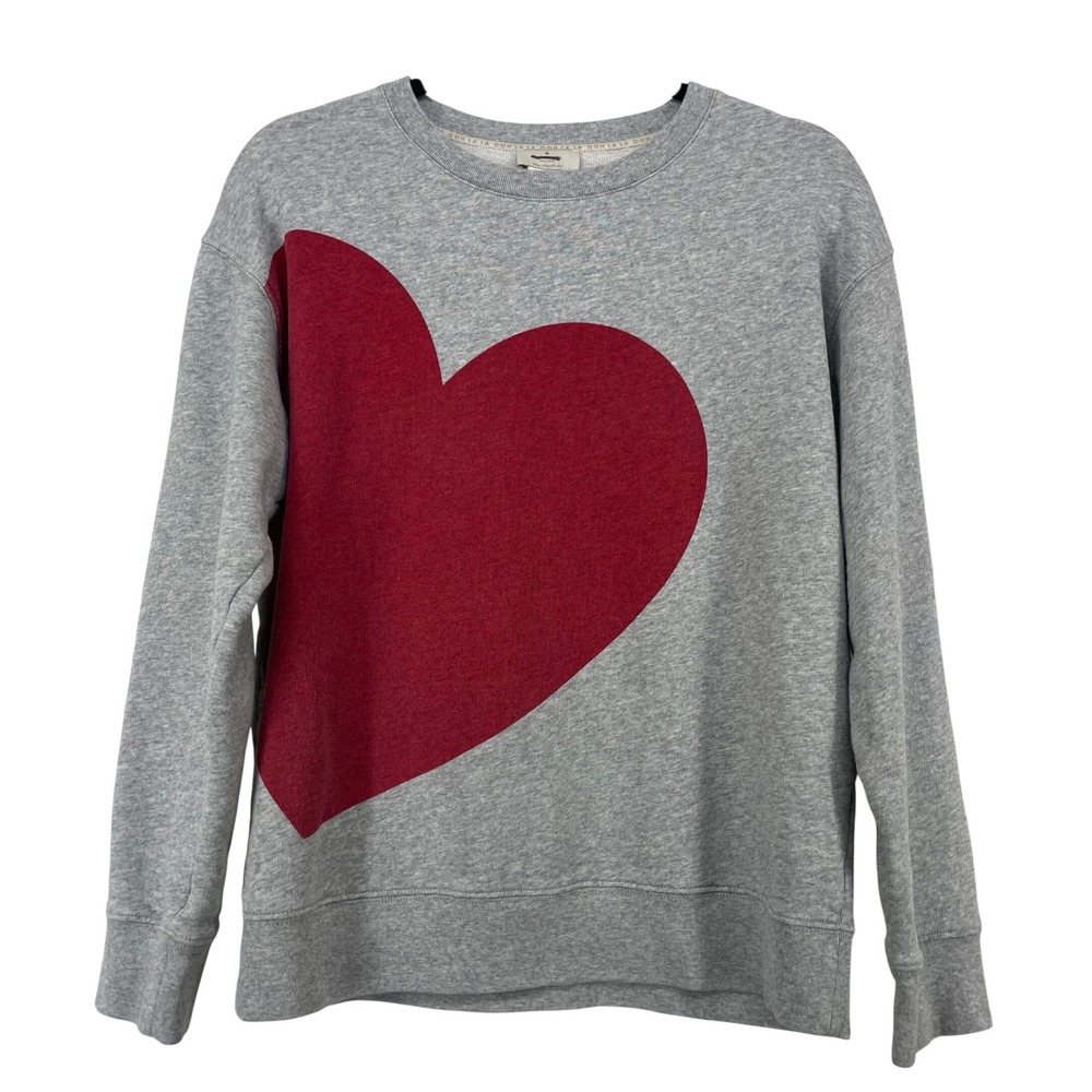Kate Spade Size Small Sweatshirt Gray Red Heart Graphic Crewneck Pullover Womens - Picture 1 of 5